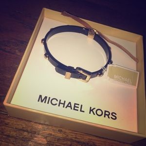 Black Rose Gold Michael Kors Buckle Bangle